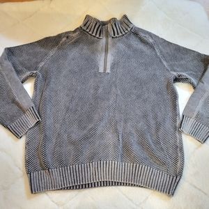 Carbon 2 Cobalt Chunky Knit Sweater 1/4 Zip Grey Waffle Size XL 100% Cotton